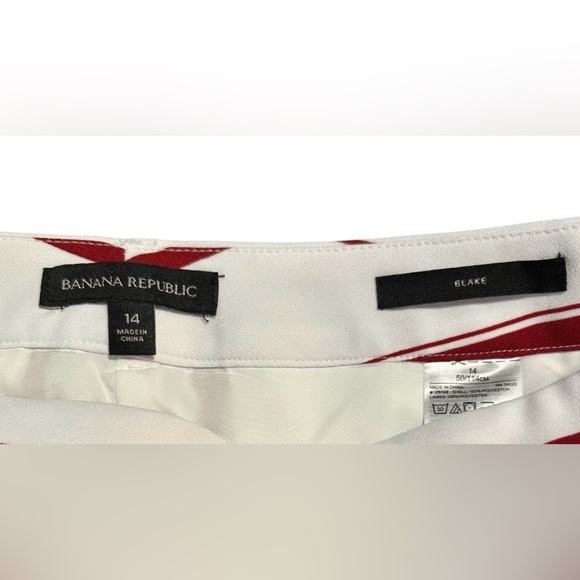 Banana Republic Blake Women's Red White Striped Wide Leg Pants Size 14 - Picture 2 of 9